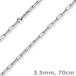 3,5mm Paper Clip Anker weit Kette Collier Halskette aus 585 Gold Weißgold 70cm