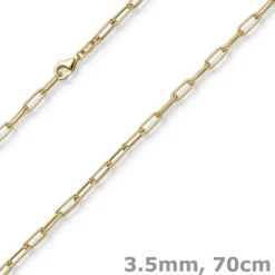 3,5mm Paper Clip Anker weit Kette Collier Halskette aus 585 Gold Gelbgold 70cm