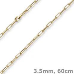 3,5mm Paper Clip Anker weit Kette Collier Halskette aus 585 Gold Gelbgold 60cm