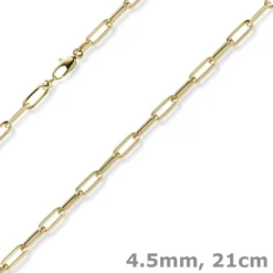 4,5mm Paper Clip Armband aus 585 Gold Gelbgold 21cm Armkette Armschmuck