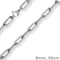 8mm Paper Clip Kette Halskette Collier aus 585 Gold Weißgold 50cm