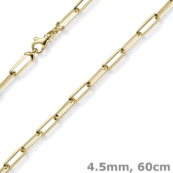 4,5mm Paper-Clip Kette Halskette Collier 585 Gold Gelbgold massiv 60cm