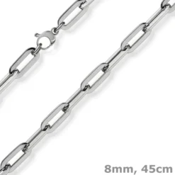 8mm Paper Clip Kette Halskette Collier aus 750 Gold Weißgold 45cm
