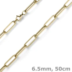 6,5mm Paper Clip Kette Kette Halskette Collier aus 585 Gold Gelbgold 50cm