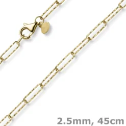 2,5mm Paper Clip Weit-Ankerkette Kette Collier 585 Gelbgold strukturiert 45cm