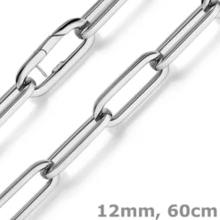 12mm Paper Clip Weit-Anker Kette Collier Halskette aus 585 Gold Weißgold 60cm