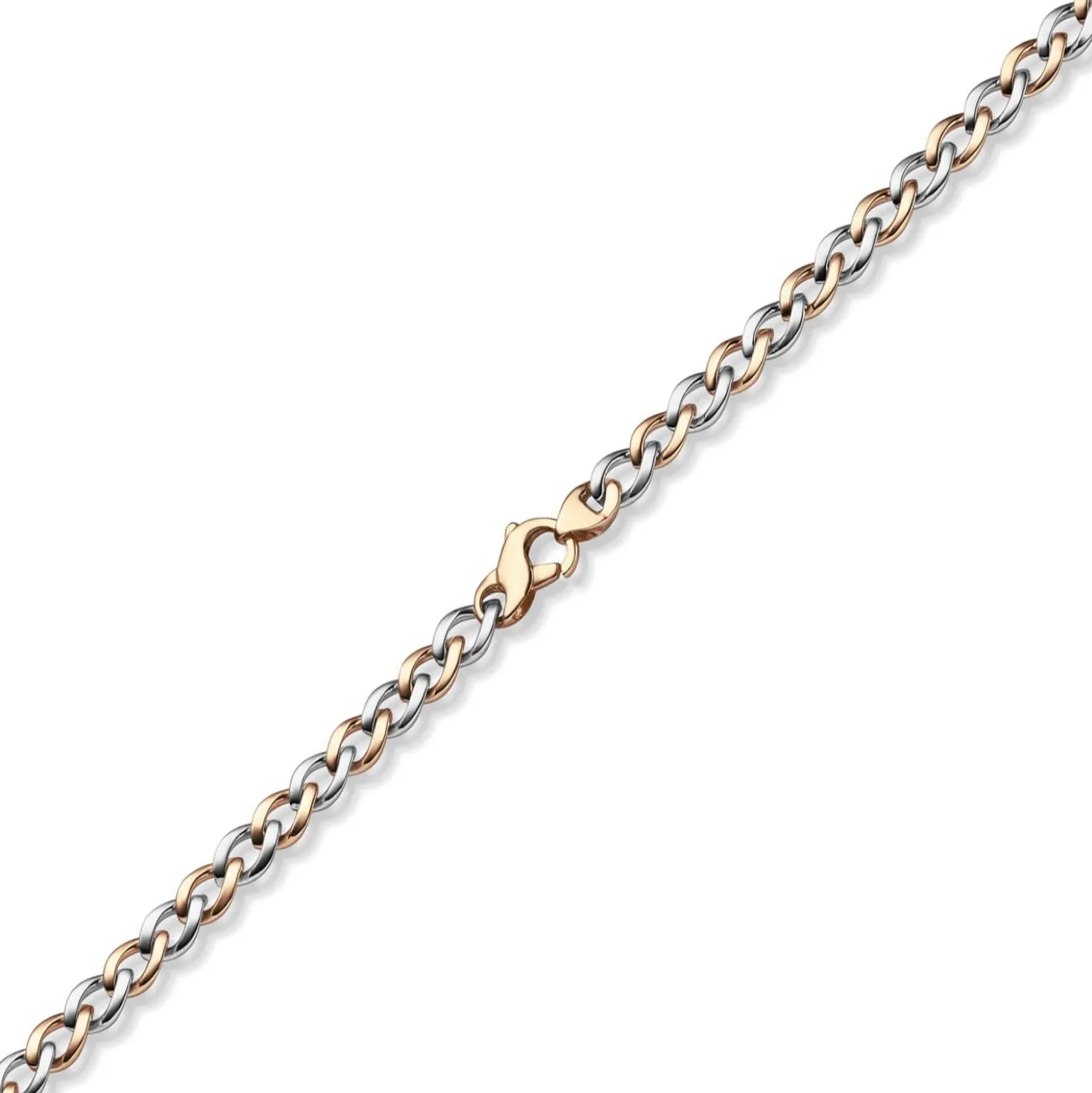7,5mm Phantasie Armband Armkette aus 585 Gold Weißgold Rotgold bicolor 21cm