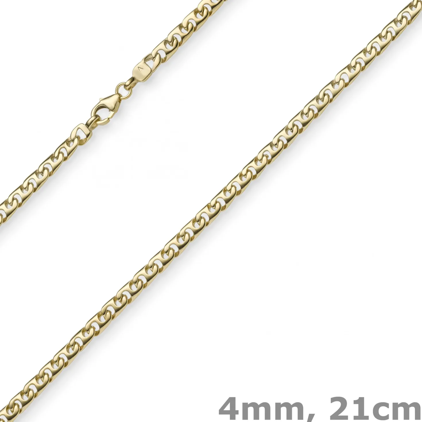4mm Phantasiearmband Armkette Armschmuck, 585 Gold Gelbgold, glänzend, 21cm