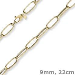 9mm Phantasie Armband Armkette aus 585 Gold Gelbgold oval vierkant 22cm