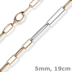 5mm Phantasie Armband Armkette aus 585 Gold Weißgold Rotgold vierkant 19cm