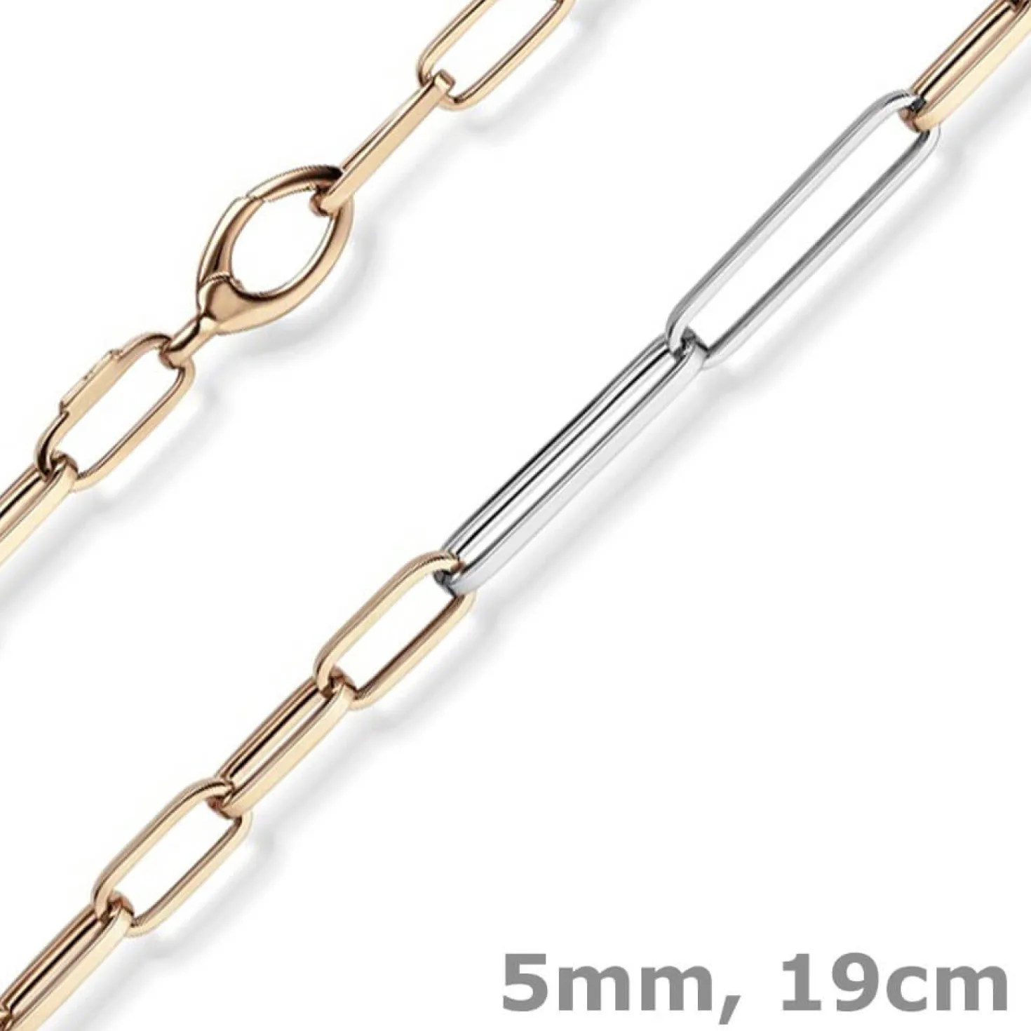 5mm Phantasie Armband Armkette aus 585 Gold Weißgold Rotgold vierkant 19cm