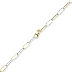 5mm Phantasie Armband mit ovalen Kettengleidern aus 585 Gold gelb/weiß 21cm