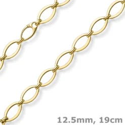 12,5mm Phantasie-Armband ovale Kettenglieder Armkette 585 Gold Gelbgold 19cm