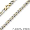 7,5mm Phantasie Halskette Collier aus 585 Gold Gelbgold Weißgold bicolor 60cm