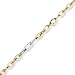 6mm Phantasie Kette Collier aus 585 Gold Gelbgold Weißgold oval flach 45cm
