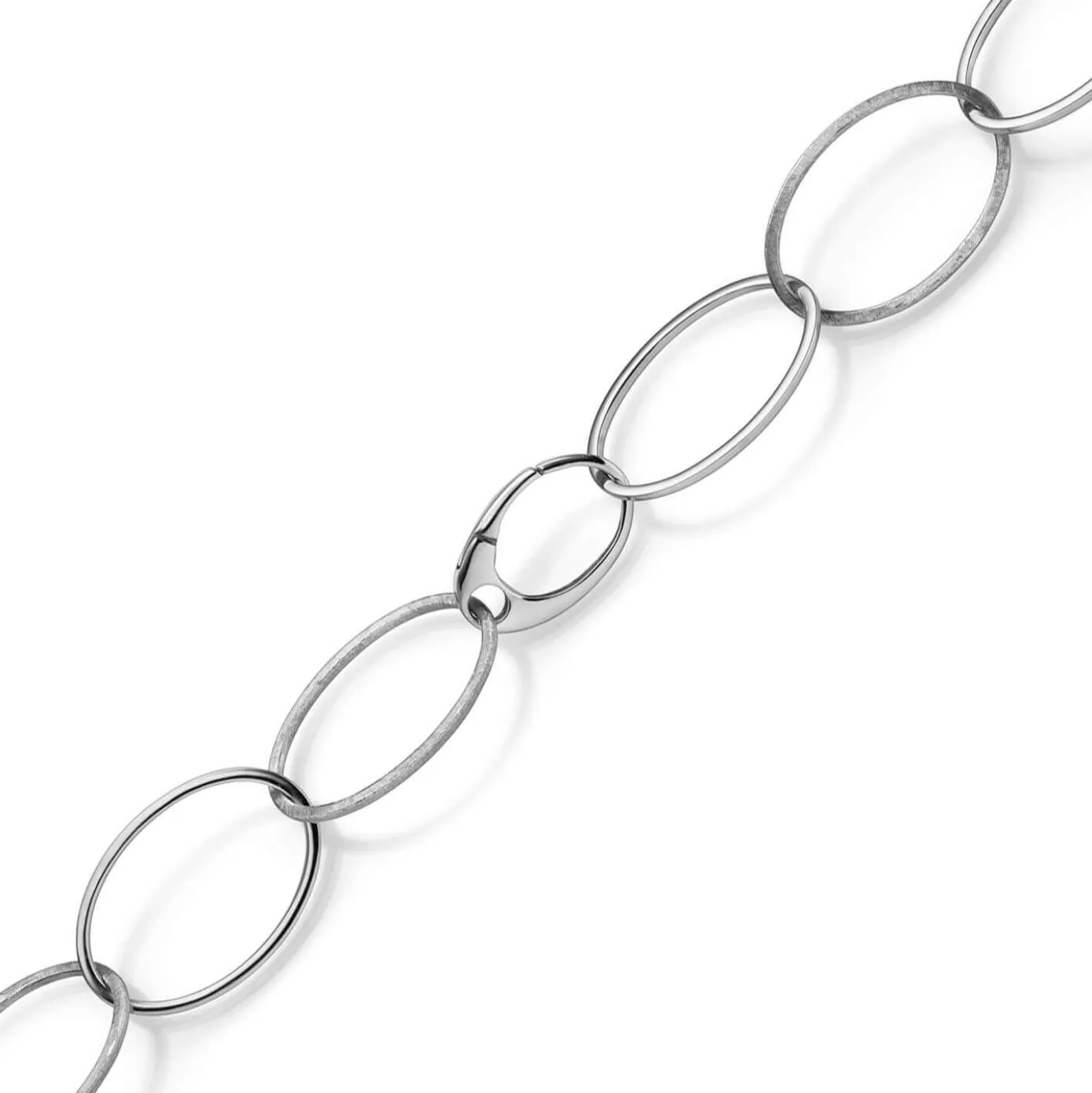 24mm Phantasie Kette Collier aus 585 Gold Weißgold matt glänzend 50cm