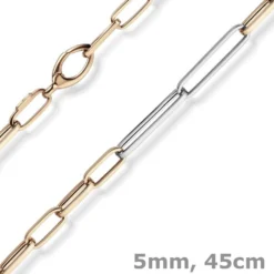 5mm Phantasie Kette Collier aus 585 Gold Weißgold Rotgold vierkant 45cm