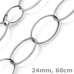 24mm Phantasie Kette Collier aus 585 Gold Weißgold matt glänzend 60cm