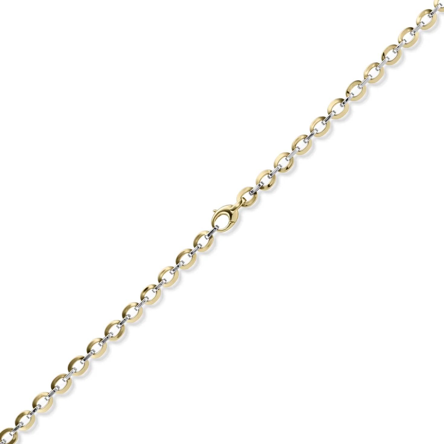 6,5mm Phantasie-Kette Collier 585 Gold Gelbgold Weißgold bicolor 45cm glänzend
