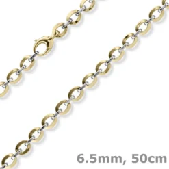 6,5mm Phantasie-Kette Collier 585 Gold Gelbgold Weißgold bicolor 50cm glänzend