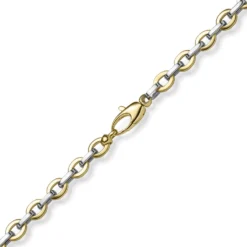 5,5mm Phantasie-Kette Collier Halsschmuck aus 585 Gold Gelbgold & Weißgold 45cm