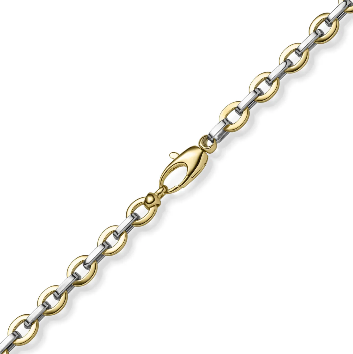 5,5mm Phantasie-Kette Collier Halsschmuck aus 585 Gold Gelbgold & Weißgold 45cm
