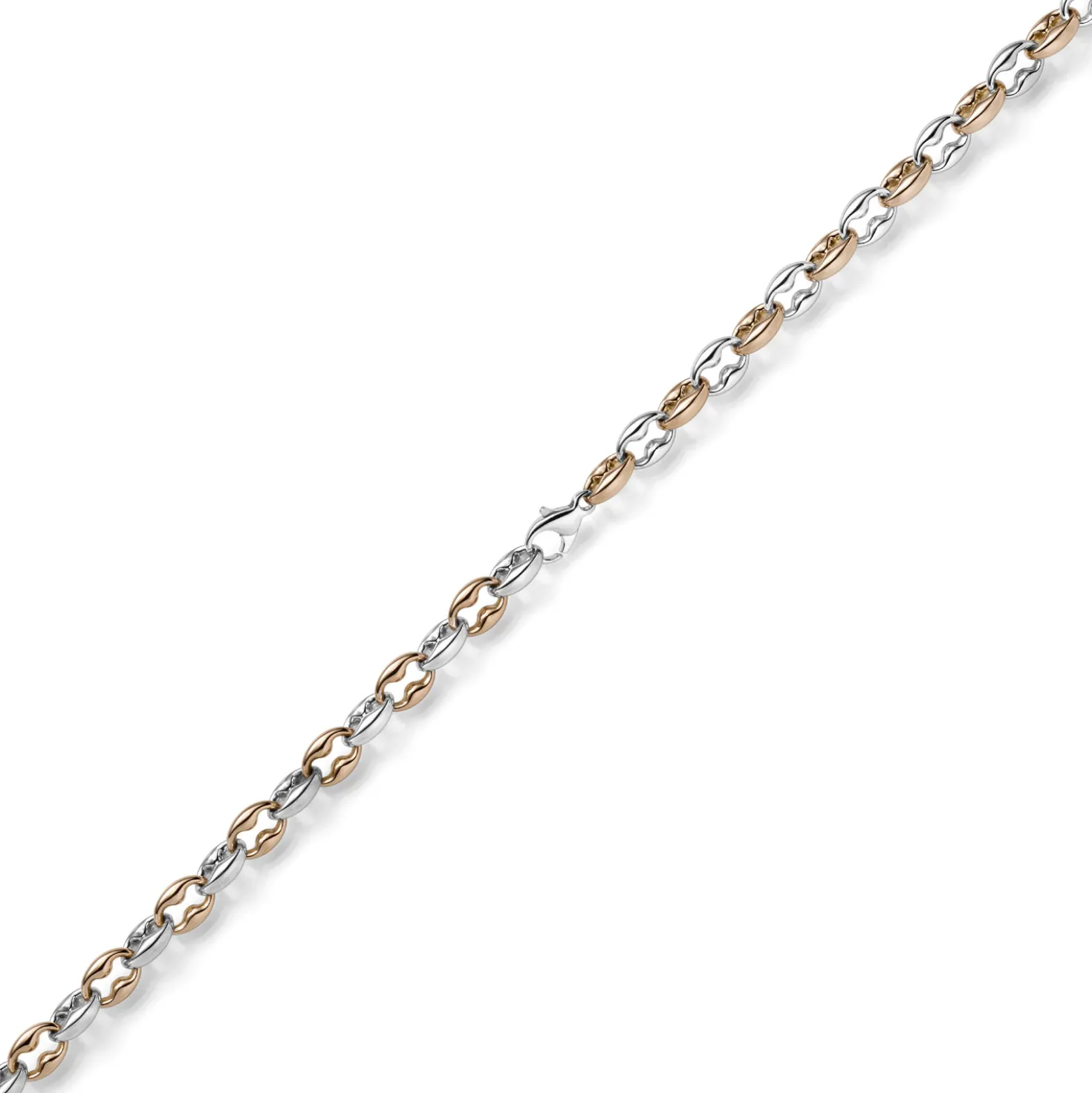 6,5mm Phantasiekette Collier Halskette 585 Gold Weißgold & Rotgold bicolor 50cm