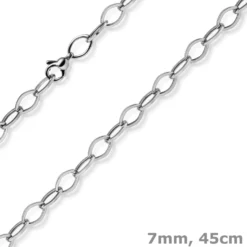 7mm Phantasie-Kette Halskette Collier aus 585 Gold Weißgold glänzend 45cm