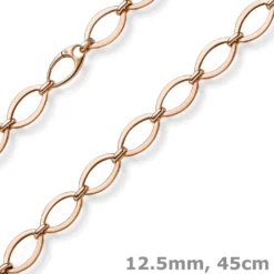 12,5mm Phantasie-Kette Halskette ovale Kettenglieder 585 Gold Rotgold 45cm