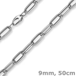 9mm Phantasie Kette Halskette Collier aus 585 Gold Weißgold matt/glänzend 50cm