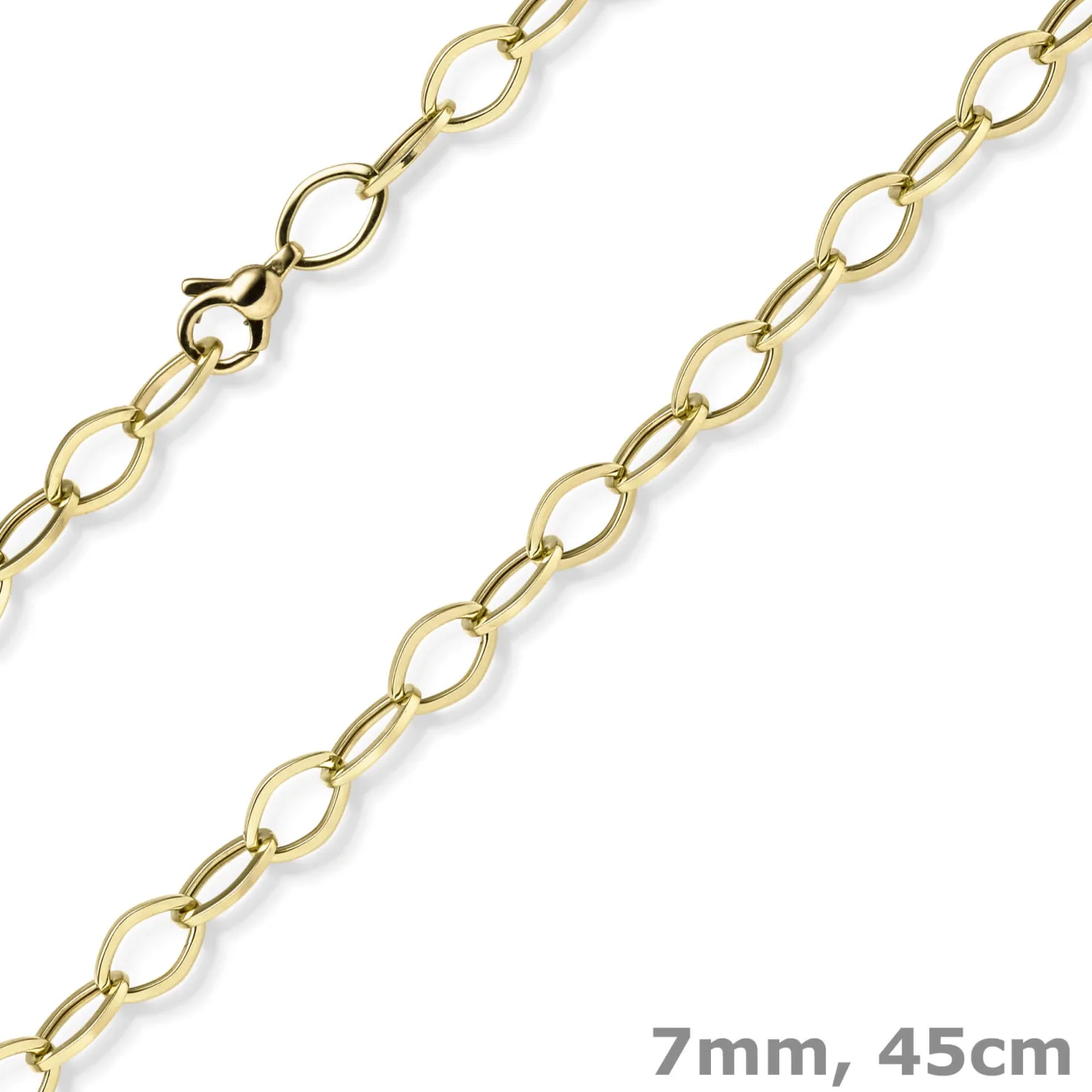 7mm Phantasie-Kette Halskette Collier aus 585 Gold Gelbgold glänzend 45cm