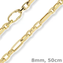 8mm Phantasie-Kette Halskette Collier aus 585 Gold Gelbgold glänzend 50cm