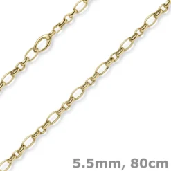 5,5mm Phantasiekette Halskette Collier aus 585 Gold Gelbgold 80cm