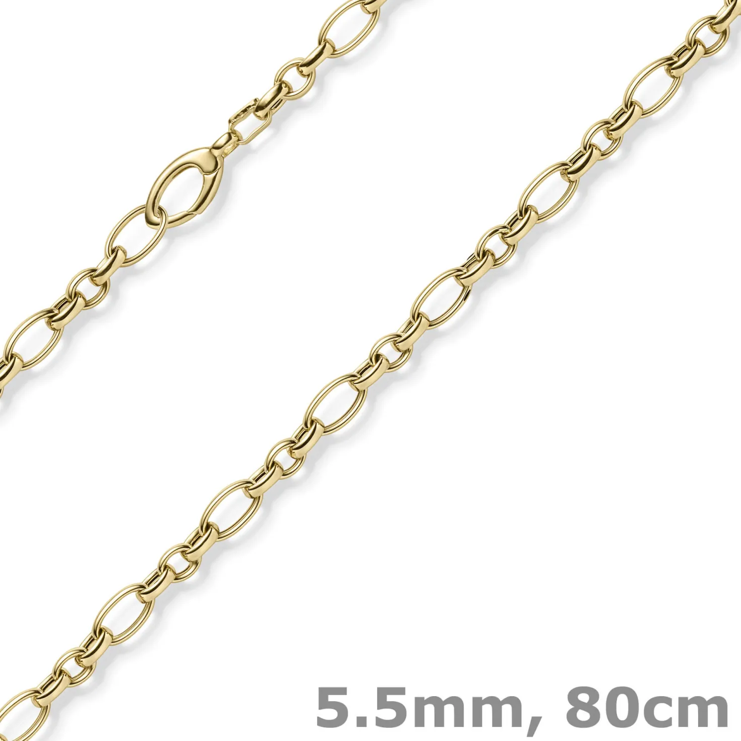 5,5mm Phantasiekette Halskette Collier aus 585 Gold Gelbgold 80cm