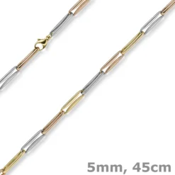 5mm Phantasiekette Halskette Collier aus 585 Gold tricolor gelb/rot/weiß 45cm