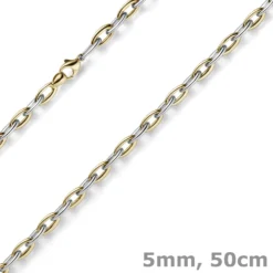 5mm Phantasiekette Halskette Collier aus 585 Gold Gelbgold Weißgold bicolor 50cm