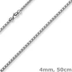 4mm Phantasiekette Halskette Collier aus 585 Gold Weißgold glänzend 50cm