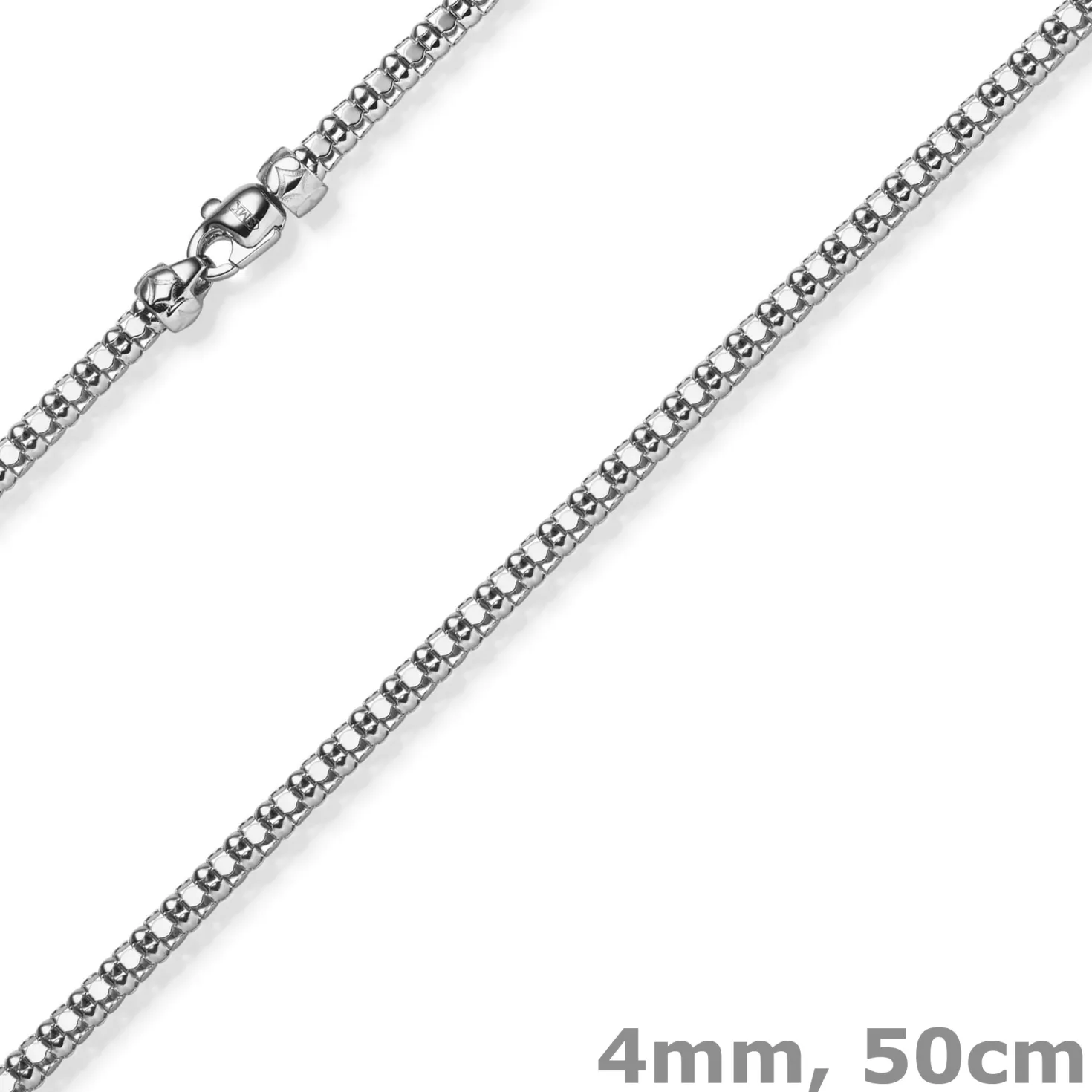 4mm Phantasiekette Halskette Collier aus 585 Gold Weißgold glänzend 50cm