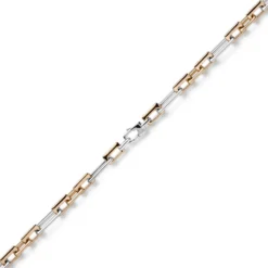 7,5mm Phantasiekette Halskette rechteckig 585 Gold Weißgold Rotgold bicolor 50cm