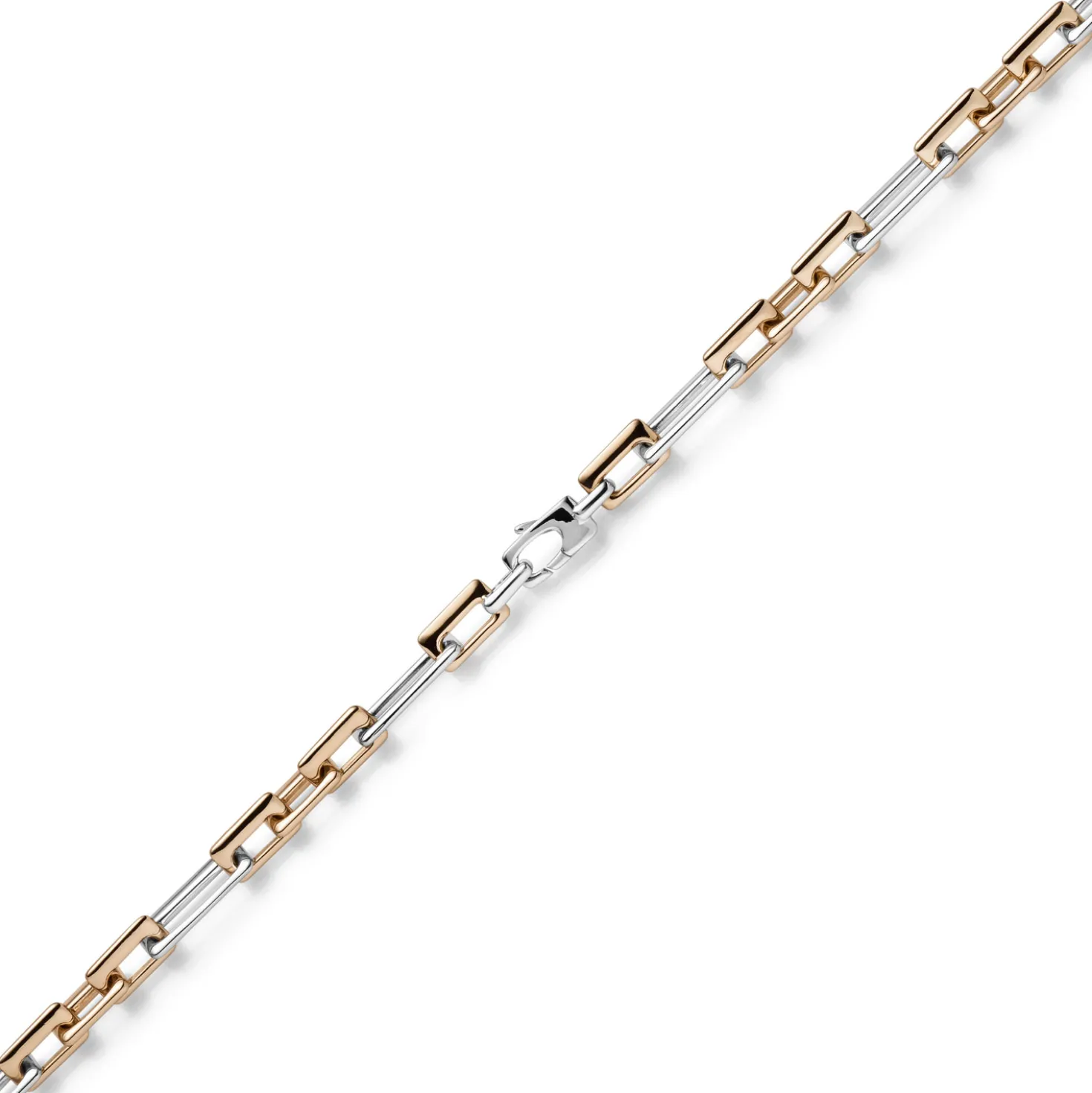 7,5mm Phantasiekette Halskette rechteckig 585 Gold Weißgold Rotgold bicolor 50cm