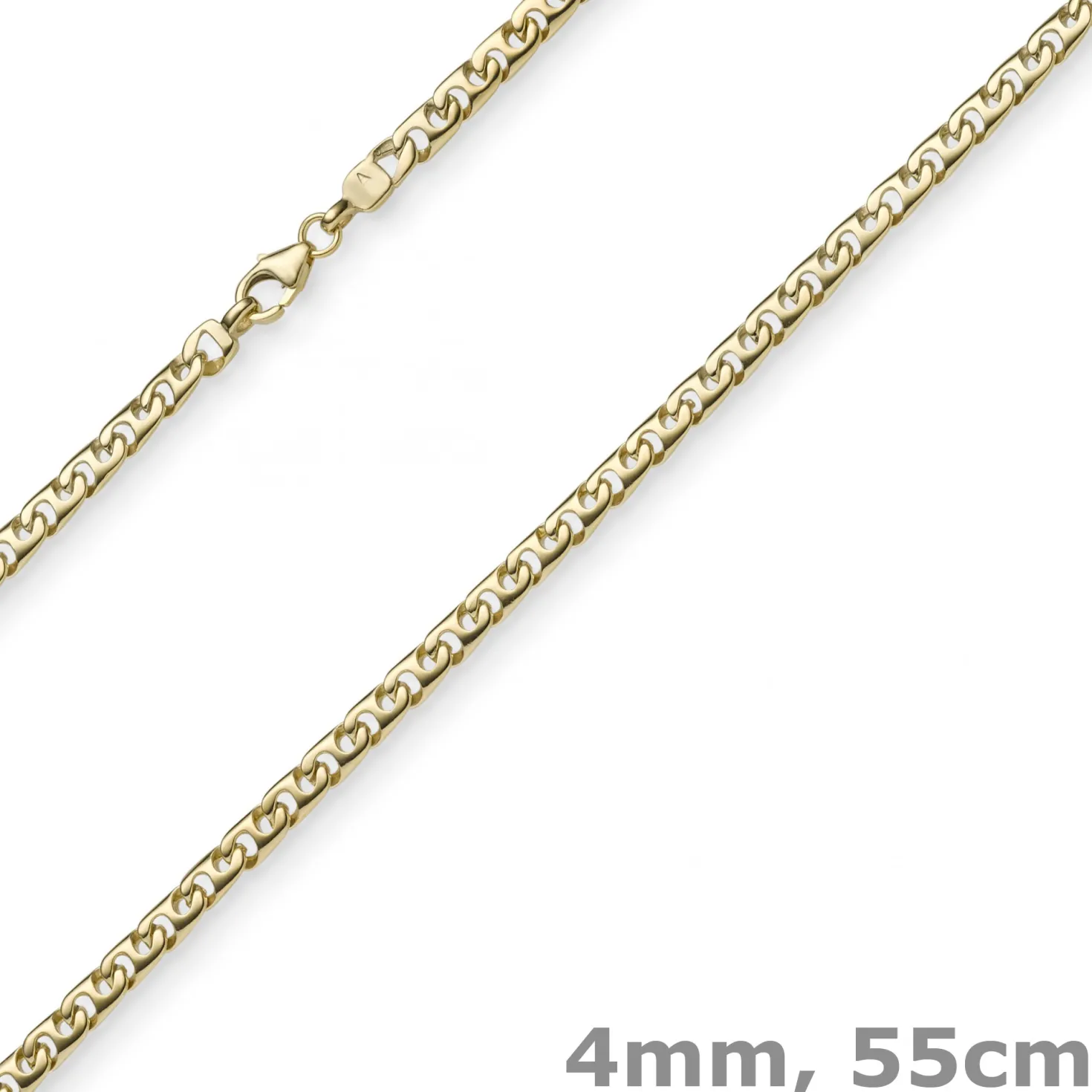 4mm Phantasiekette Kette Collier Halskette, 585 Gold Gelbgold, glänzend, 55cm