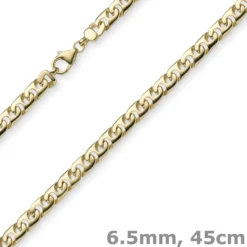 6,5mm Phantasiekette Kette Collier Halskette, 585 Gold Gelbgold, glänzend, 45cm