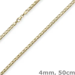4mm Phantasiekette Kette Collier Halskette, 585 Gold Gelbgold, glänzend, 50cm