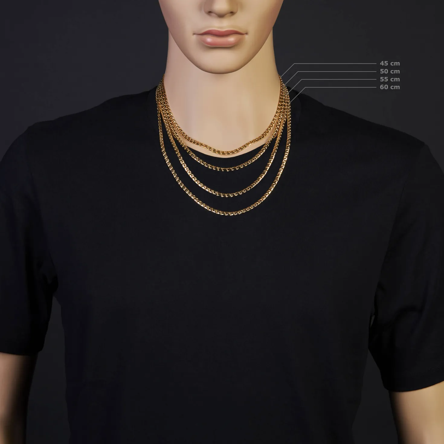 4mm Phantasiekette Kette Collier Halskette, 585 Gold Gelbgold, glänzend, 45cm