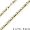 6,5mm Phantasiekette Kette Collier Halskette, 585 Gold Gelbgold, glänzend, 55cm
