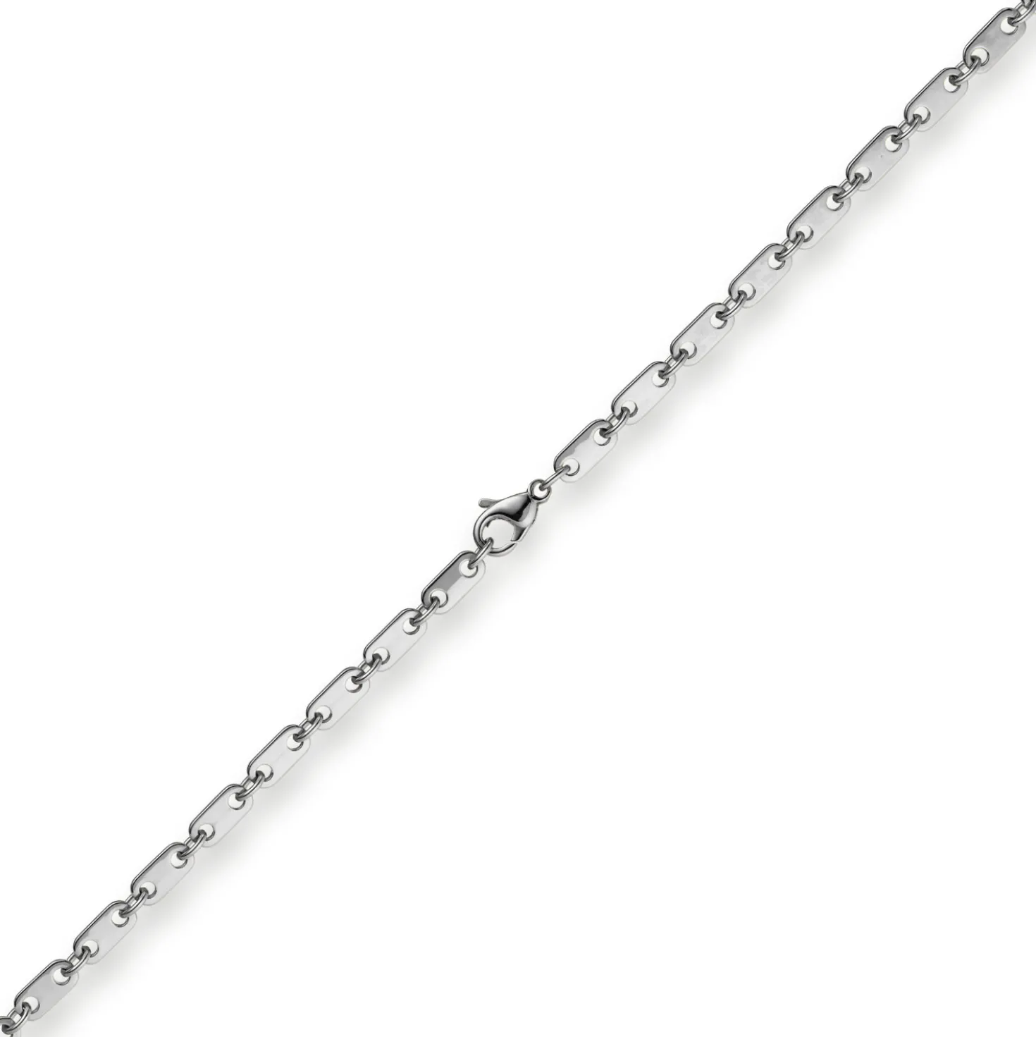 5,5mm Plattenkette Kette Collier aus 585 Gold Weißgold massiv 70cm Herren