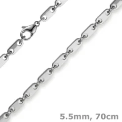 5,5mm Plattenkette Kette Collier aus 585 Gold Weißgold massiv 70cm Herren