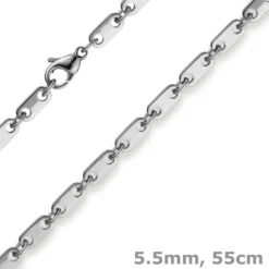 5,5mm Plattenkette Kette Collier aus 585 Gold Weißgold massiv 55cm Herren