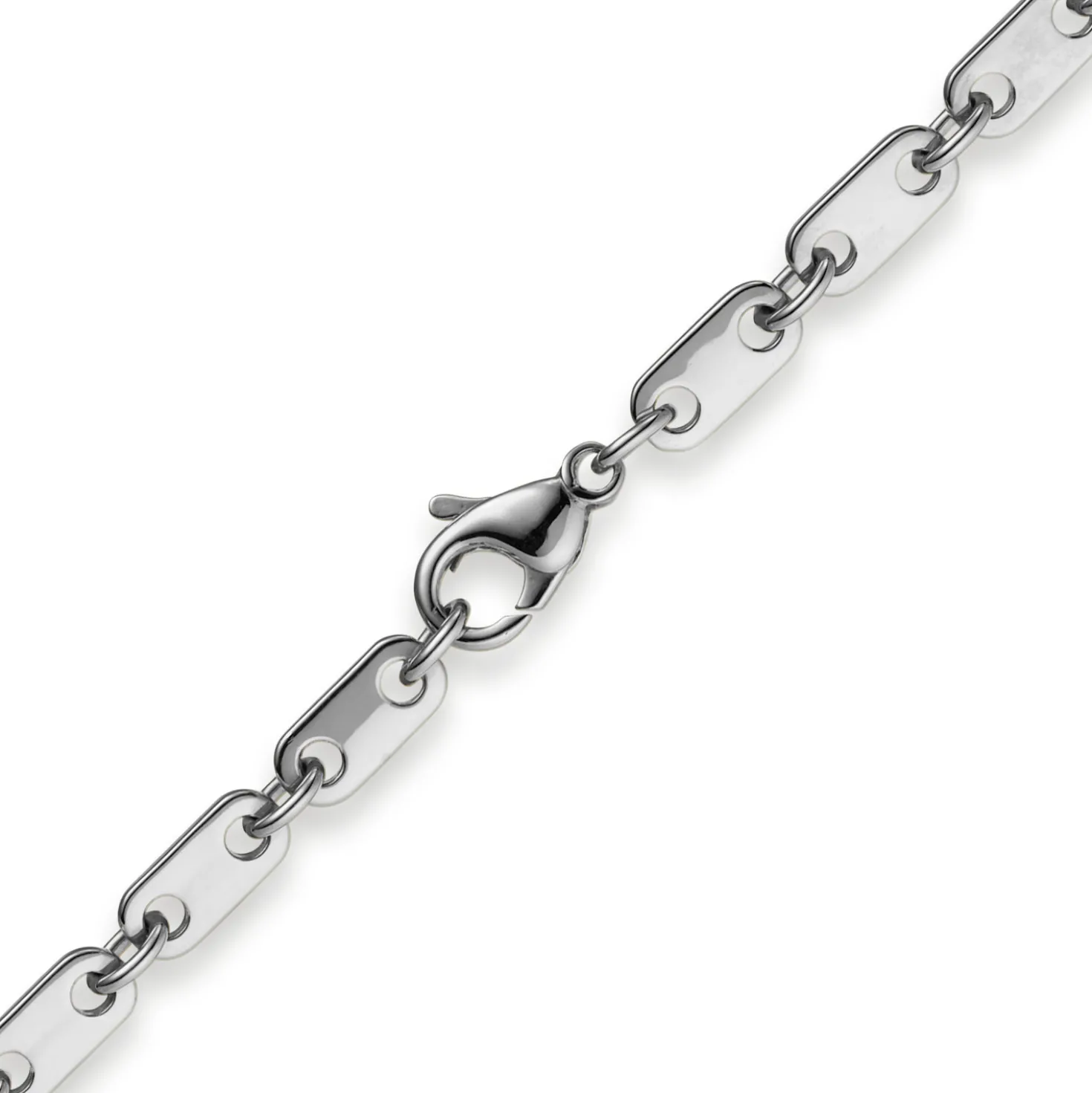 5,5mm Plattenkette Kette Collier aus 585 Gold Weißgold massiv 55cm Herren