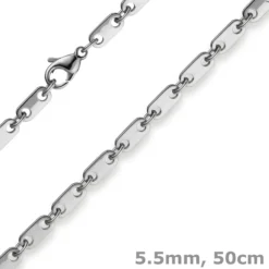 5,5mm Plattenkette Kette Collier aus 585 Gold Weißgold massiv 50cm Unisex